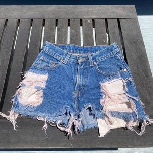Levi's Distressed High Waisted Cut Offs